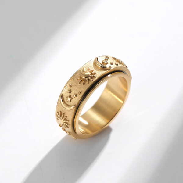 Wholesale Selling Star Moon Sun Titanium Steel Ring Ring Rotatable Decompression Ring Stainless Steel Hand Jewelry
