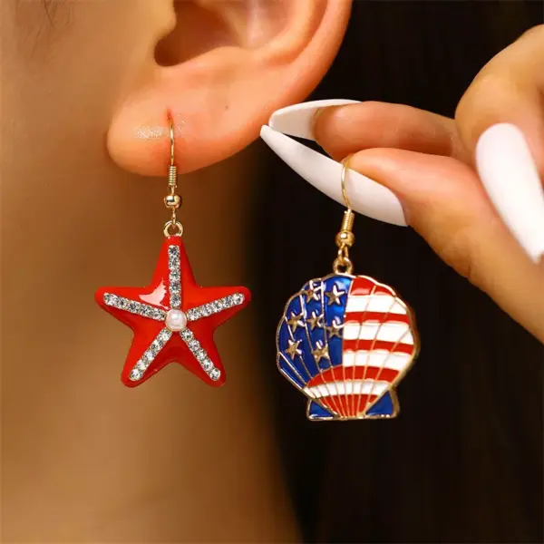 Wholesale Unisex Jewelry Set With Starfish Pattern, KC Golden Plated 0.03µm Finish, Artificial Rhinestones, Enamel, Beaded Chain