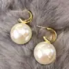 Wholesale Three-dimensional Geometric Drop Earrings For Women In Copper With KC Golden Water Plating And Artificial Pearl Inlay