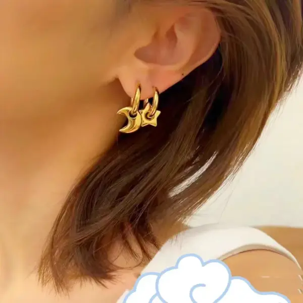 Wholesale Water Plating 18K Gold Plated Real Gold Plated Heart Shape 304 Stainless Steel Simple Style Classic Style Waterproof Non Tarnish Earrings