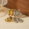 Wholesale PVD Coated Real Gold Plated Hexagram 304 Stainless Steel Vintage Style Waterproof Non Tarnish Hoop Earrings