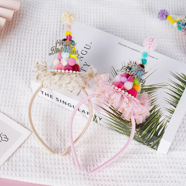oly-bc803824429b94a0c619fb324fafd5eb Wholesale Dopamine Children's Birthday Year Old Candy Hair Ball Hat with Vessel Hair Party Princess Girl Hat Headwear