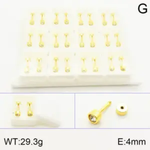 Gold / 4mm round Colorful Crystals / 12 Pairs/Box