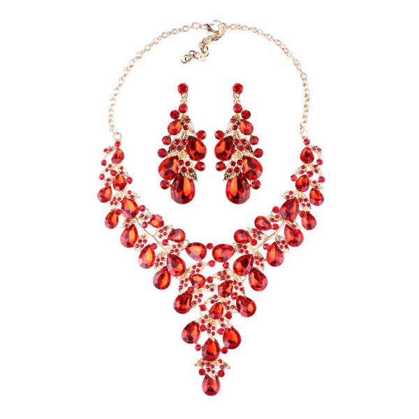 oly-bc91d847b700ec91985d1abfe4ba7152 Wholesale popular jewelry personalized exaggerated rhinestone large necklace earrings suit women's dress dinner accessories