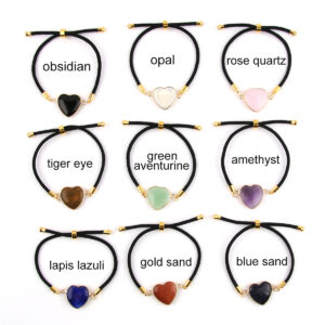 Wholesale Natural Stone Amethyst Heart-shaped Edge Bracelet for Men and Women Couple Adjustable Love Bracelet