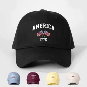 Wholesale Adjustable Baseball Cap American 1776 Flag Retro Women's Casual Spring Summer Duckbill Cap Fashion Print Adult Hat