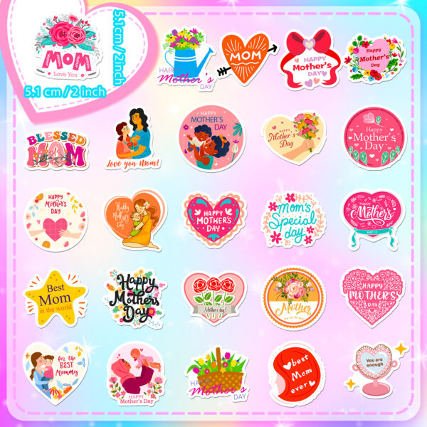 oly-bcb3a0f6b70d2669891ff0e4744cab04 Wholesale 50 pieces I LOVE YOU MOM stickers Happy Mother's Day flowers bouquet baking cake label stickers