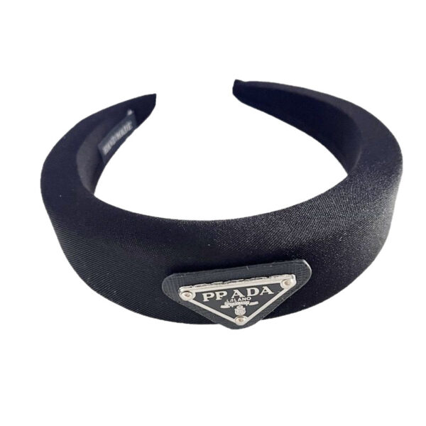 Wholesale  Metal Label Thin Edge Sponge Headband Black Satin High Quality Headband High Skull Hair Accessories Broken Hair