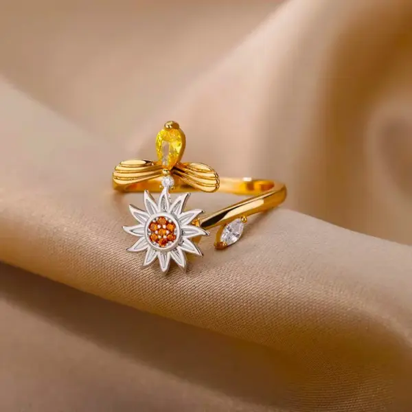 Wholesale 304 Stainless Steel Copper Starfish Heart Shape Shell PVD Coated Real Gold Plated Simple Style Waterproof Non Tarnish Plating Open Rings