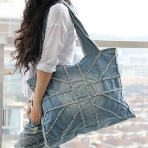 Wholesale 2025 European and American Men's and Women's Shoulder Bags Ins Denim Bags Washed Rice-Shaped Large Fitness Bags Mom Bags Casual Travel Bags