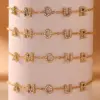 Wholesale PVD Coated Real Gold Plated 18K Gold Geometry 304 Stainless Steel Imitation Diamond Elegant Luxurious Shiny Waterproof Non Tarnish Bracelets Necklace Jewelry Set