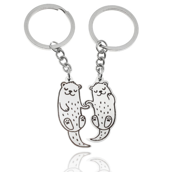 oly-bce087836455c60b1f5503bdf9a20855 Wholesale handle otter pair best friend couple girlfriends metal key ring pendant key chain