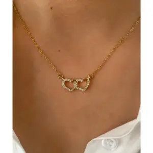 Wholesale Real Gold Plated 316L Stainless Steel PVD Coated Heart Shape Waterproof Non Tarnish Surgical Steel Simple Style Cable Chain Pendant Necklace For Women's