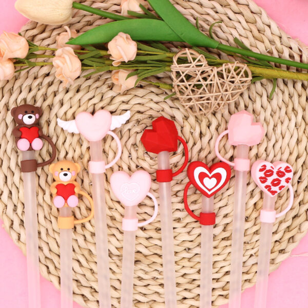 oly-bcf368a78e446a7e7d441ab765724036 Wholesale straw cap 10mm Valentine's Day series love straw cap straw cover universal personalized straw dust plug