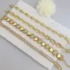 Wholesale Fashionable Multi-Style Copper Plated 18K Gold Color Zircon Heart Geometric Bracelet Suitable For Daily Wear Valentine's Day Gift