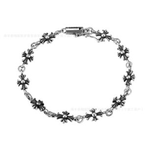Silver cross flower bracelet