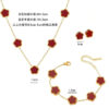 Wholesale Electroplated stainless steel lucky five-leaf clover petal earrings, bracelet, and necklace set