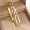 Wholesale Fashionable Luxury Single Bracelet Star/ Knot Design Suitable For Ladies Daily Party Shopping Or Casual Wear Elegant Vintage New Design Gold Plated Stainless Steel Glass