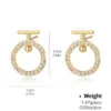 Wholesale Kengez Silver Needle Earrings Plated With Genuine Gold Copper Embedded Zircon Geometric Shape Versatile Luxury Fashion Jewelry