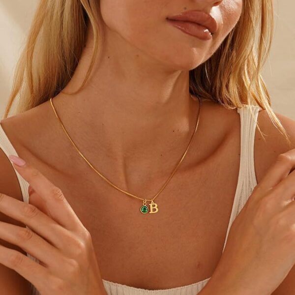 oly-bd2ef780af06b8abcaed2952ed32b8ad Wholesale Women's Initial Birthstone Necklace Fashion 14K Gold-plated Letter Simple All-match Clavicle Chain