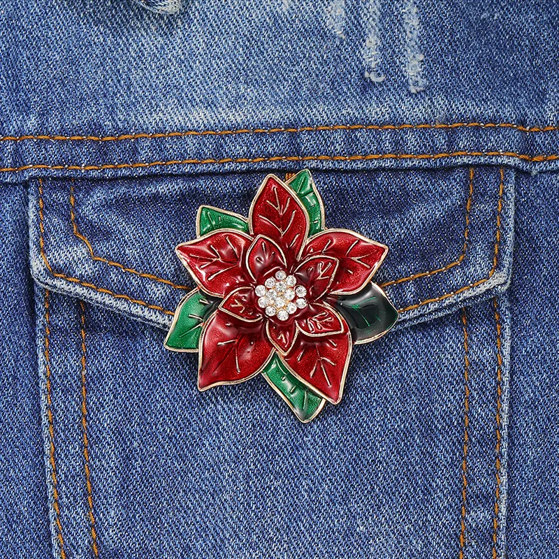 Wholesale Elegant Rose Ball Fashion Alloy Plated Metal Brooch Pin Unisex Stylish Leaf Pattern Zinc Alloy Jewelry Accessory