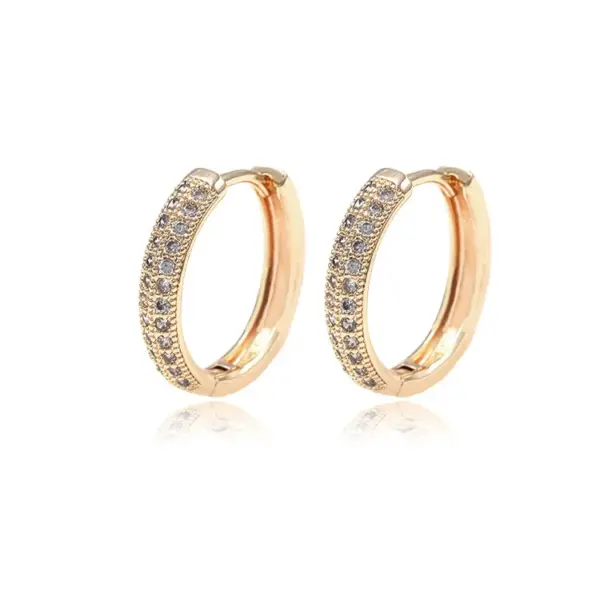 Wholesale Geometric Hoop Earrings For Women Featuring Electroplated Copper With Zircon Inlay And Copper Ear Pins