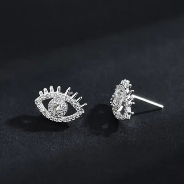Wholesale Fashionable Full Diamond Devil's Eye Earrings Style Resin Post Studs Geometric And Star Patterns For Women