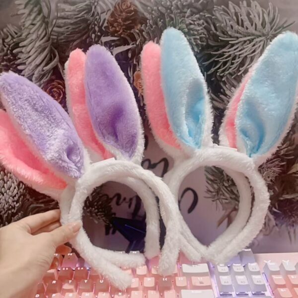 oly-bd6becb16554f52675dc040b4c2f40ab Wholesale Upgraded Easter Pink Plush Rabbit Ears Luminous Hair Band Children's Holiday Show Stall Toys