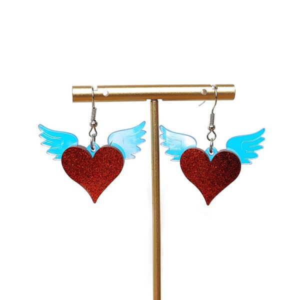 Wholesale supply Valentine's Day jewelry colorful angel wings red love earrings acrylic earrings