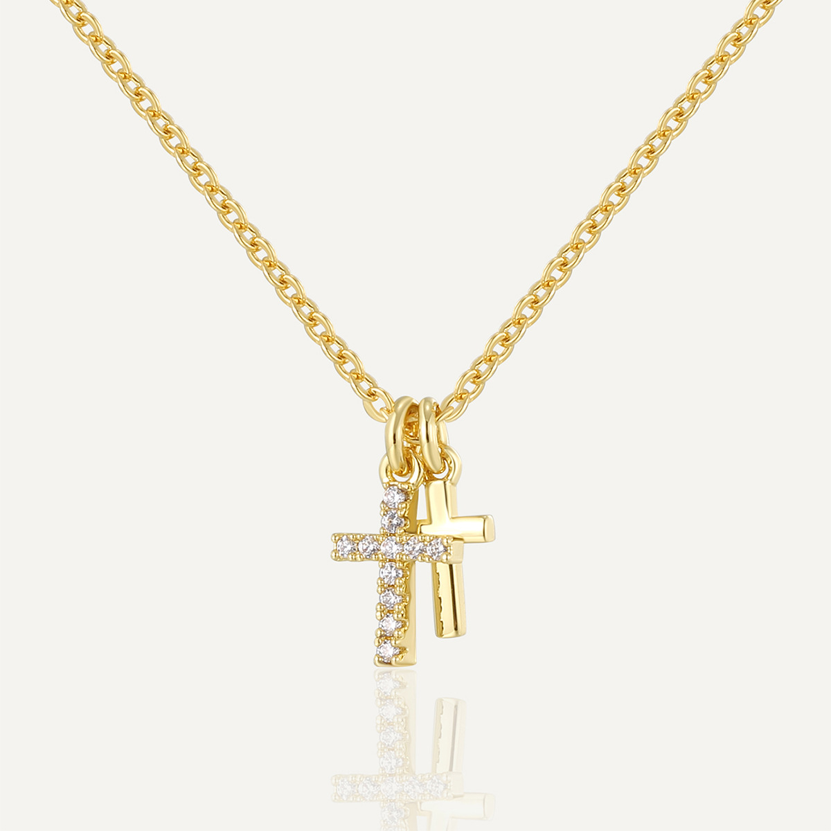 Wholesale N0292 European and American Retro Personalized Niche Design Necklace Women's Cross-border Gold-plated Zircon Cross Necklace Pendant