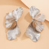 Wholesale Ig personality double-layer five-petal flower earrings vintage striped leaves tassel earrings