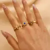 Wholesale Women’s Open Star Ring In 304 Stainless Steel With 18K Real Gold Electroplated Finish And Rhinestone Inlay