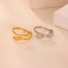 Wholesale 18K Gold Plated Stainless Steel Wave Ring Women's Open Ring Vacuum Electroplating Unisex Casual Four Seasons Wear