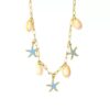 Wholesale Stainless Steel Seashell & Starfish Necklace — Vintage Enamel-Accented Ocean-Themed Clavicle Chain — Vacation-Style Necklet with Starfish Pendant