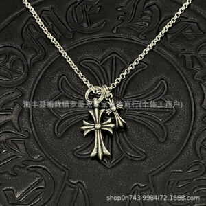Wholesale Copper vintage necklace pendant, large and small double cross necklace, men's and women's jewelry