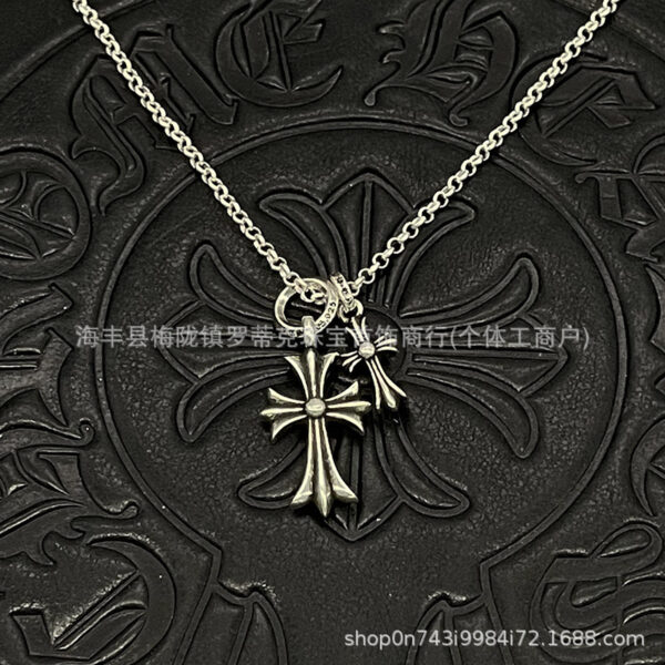 Wholesale Copper vintage necklace pendant, large and small double cross necklace, men's and women's jewelry