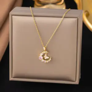 【8202】Zircon Moon Butterfly Necklace【gold】