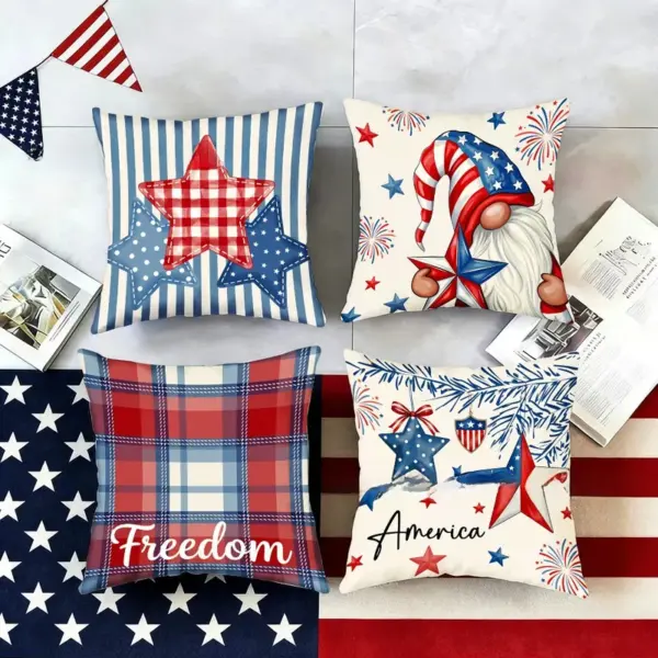 Wholesale Plush Pillow Case With Star Pattern For Independence Day Decoration