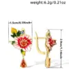 Wholesale Women’s Flowers Drop Earrings With Claw Setting, Copper Base With KC Golden Water Plating, Inlaid Zircon Stones