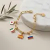 oly-bdd19e6d7d78f0659397541317624199 Wholesale National Flag Italian Charms 304 Stainless Steel Pendant With 18K Real Gold PVD Coated Plating 0.03µm Thickness, 1 Piece