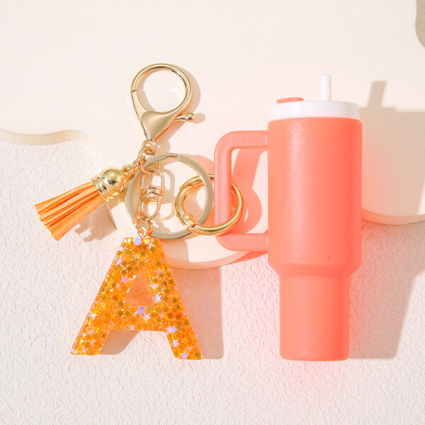 oly-bdd24d9ae94d55fe1412831f1f8ec7ba Wholesale Mixed color rose red sequins English letter key chain resin 26 letters in stock women charm key chain
