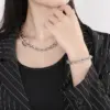 Wholesale 304 Stainless Steel Geometric PVD Coated 18K Real Gold Plated Fashion Waterproof Non Tarnish Plating O-shaped Chain Gold Bracelets Necklace