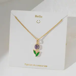 Gold / YC [8167] Purple Tulip Necklace [Gold]