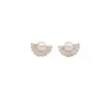 Wholesale Sector Stud Earrings For Women With 925 Sterling Silver Posts, Copper Base, 14K Real Gold Plated And Zircon Inlay