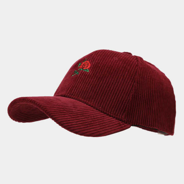 Wholesale Valentine's Day fashion rose embroidered corduroy baseball cap female trendy spring outdoor travel Sun-proof peaked cap