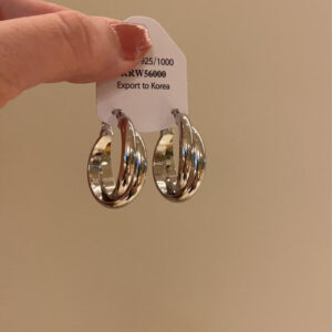 A2791 silver-metal cross double hoop earrings for women
