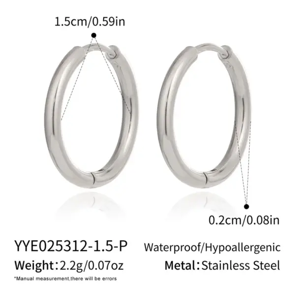 Wholesale 304 Stainless Steel Circle Round PVD Coated 18K Real Gold Plated 18K Gold Lady Sexy Rock Waterproof Non Tarnish Polishing Plating Gold Silver Earrings