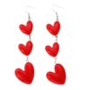 Wholesale EZ5091 women's long heart red festive Valentine's Day earrings fashion face slimming ear jewelry