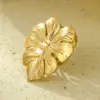 Wholesale Jewelry Vacation Streetwear Leaves 304 Stainless Steel 18K Gold Plated PVD Coated Rings