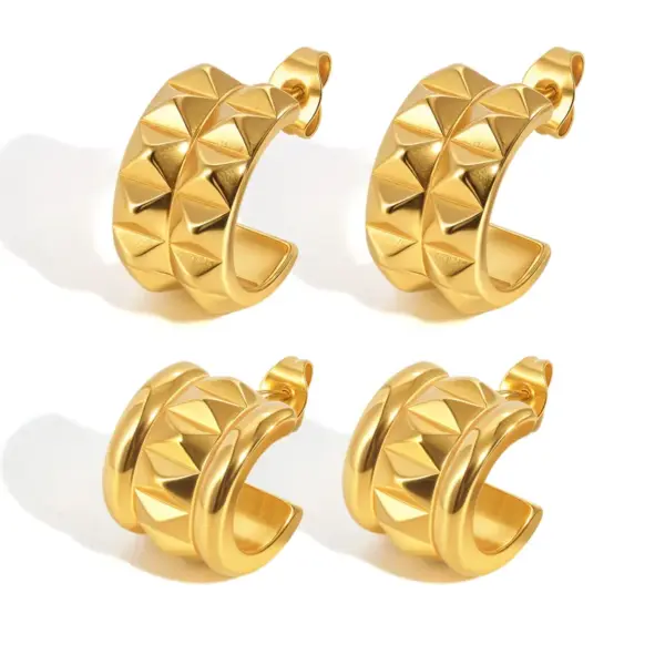 Wholesale PVD Coated Real Gold Plated 18K Gold C Shape 304 Stainless Steel Simple Style Shiny Waterproof Non Tarnish Earrings